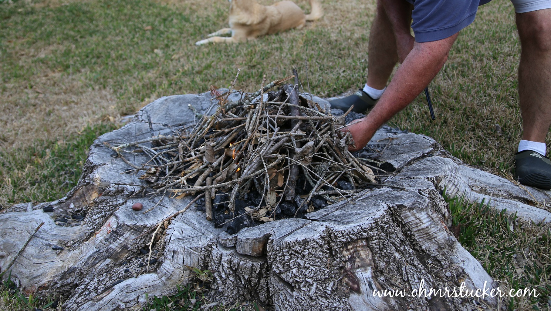 DIY Tree Stump Fire Pit Tutorial