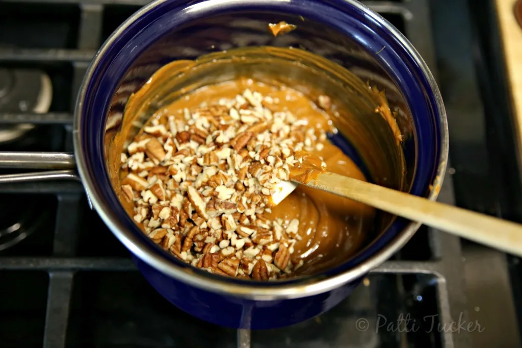 Caramel-Filled Double Chocoalte Brwonies with Toasted Pecans