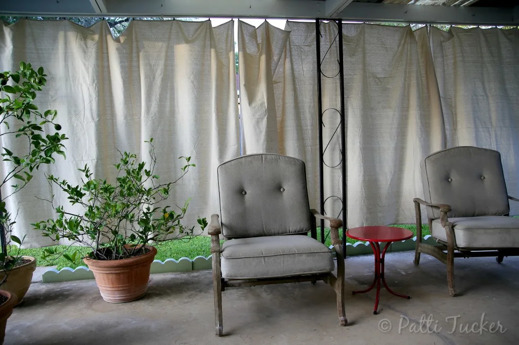 Inexpensive DIY Outdoor Patio Drop Cloth Curtains