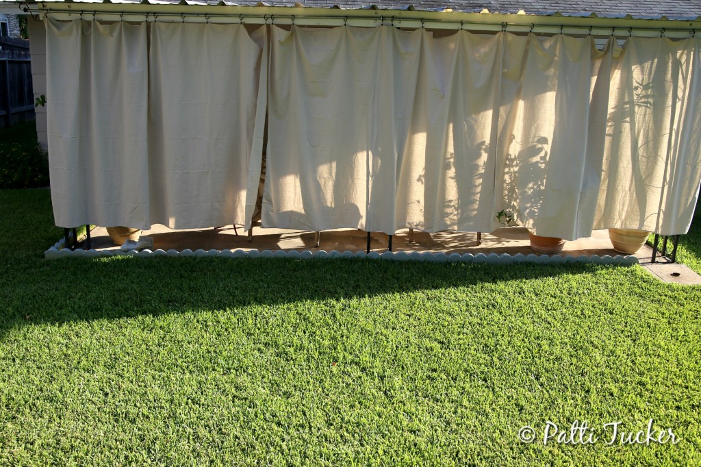 Inexpensive DIY Outdoor Patio Drop Cloth Curtains