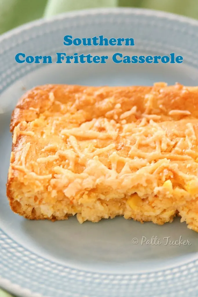 slice of corn fritter casserole on plate