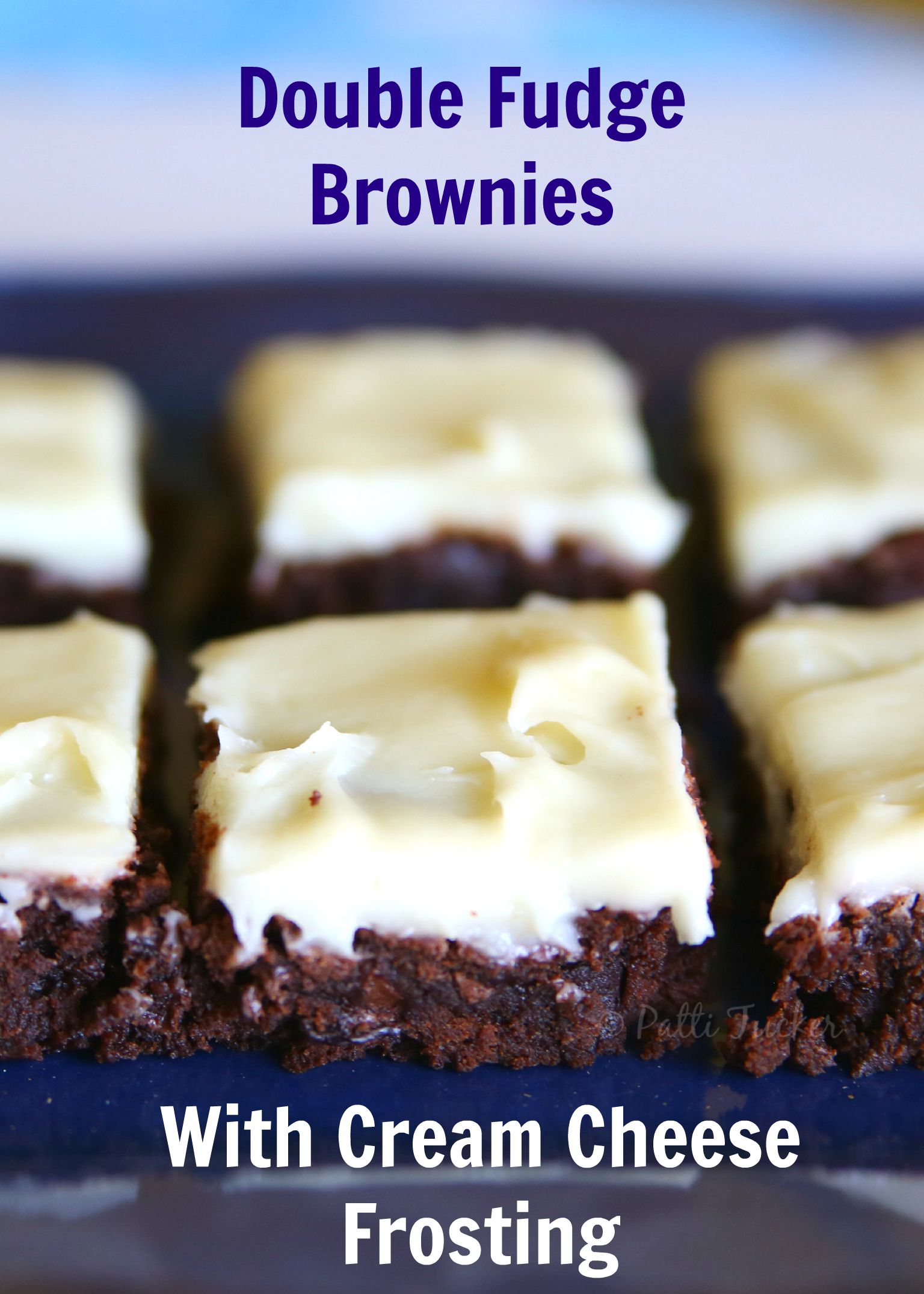 sliced brownies with icing