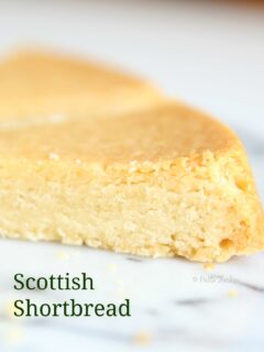 close up of a piece of Scottish Shortbread on a platter