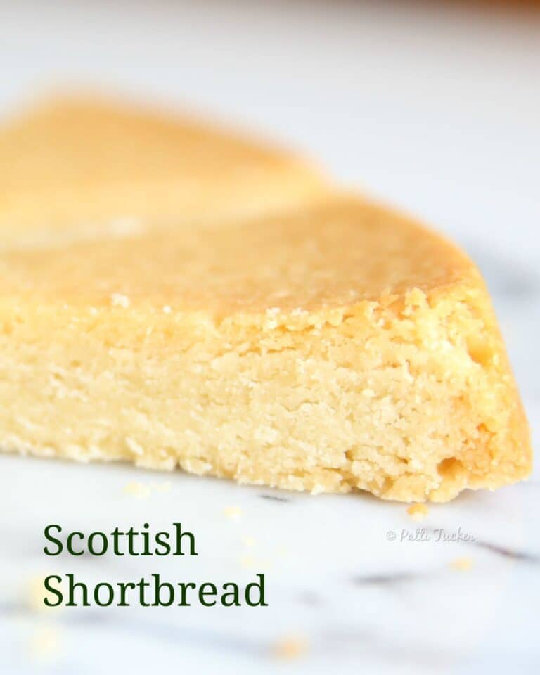 close up of a piece of Scottish Shortbread on a platter