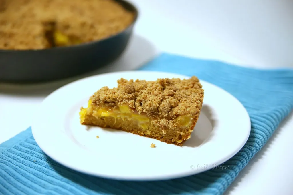 Iron Skillet for Peach Crumble Coffee Cake