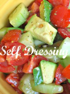 Self-Dressing Salad in a yellow bowl