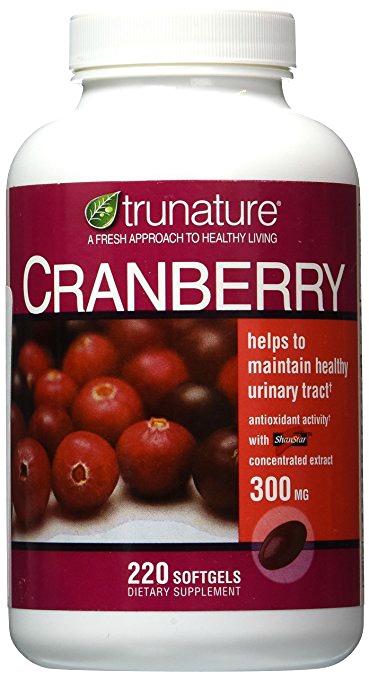 bottle of cranberry supplements