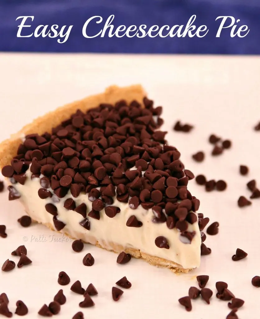 slice of Easy Cheesecake Pie on a white plate