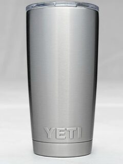 yeti thermos tumbler with greay background