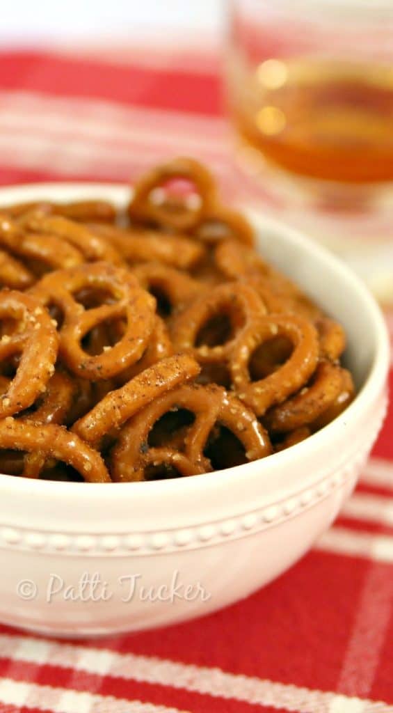 pretzels in a white bowl