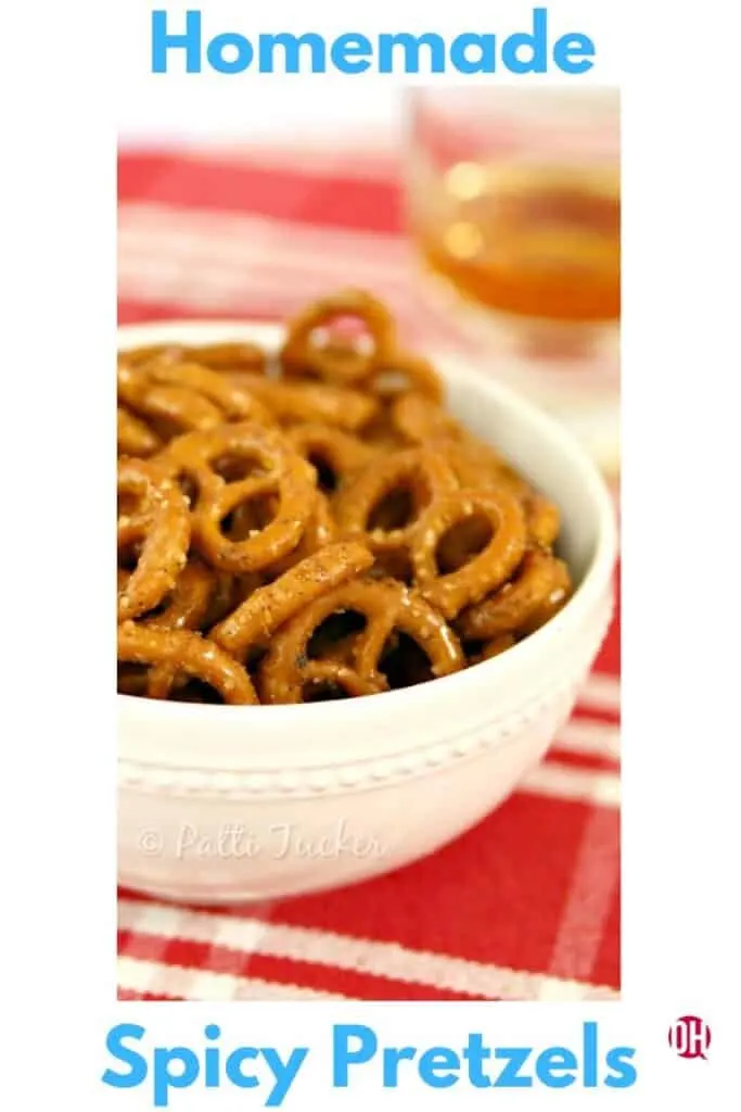 pretzels in a white bowl on a table