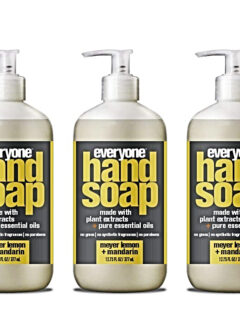 three bottles of everyone hand soap