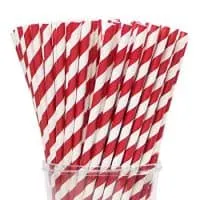 Webake 144 Pack Biodegradable Paper Straws Stripes 7.75" for Birthdays, Holiday, Weddings, Baby Showers, Celebrations, Parties, Valentine's Day Cake Pops (Red)