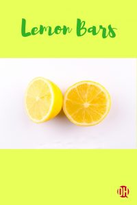 graphic with a sliced lemon and the words "lemon bars"