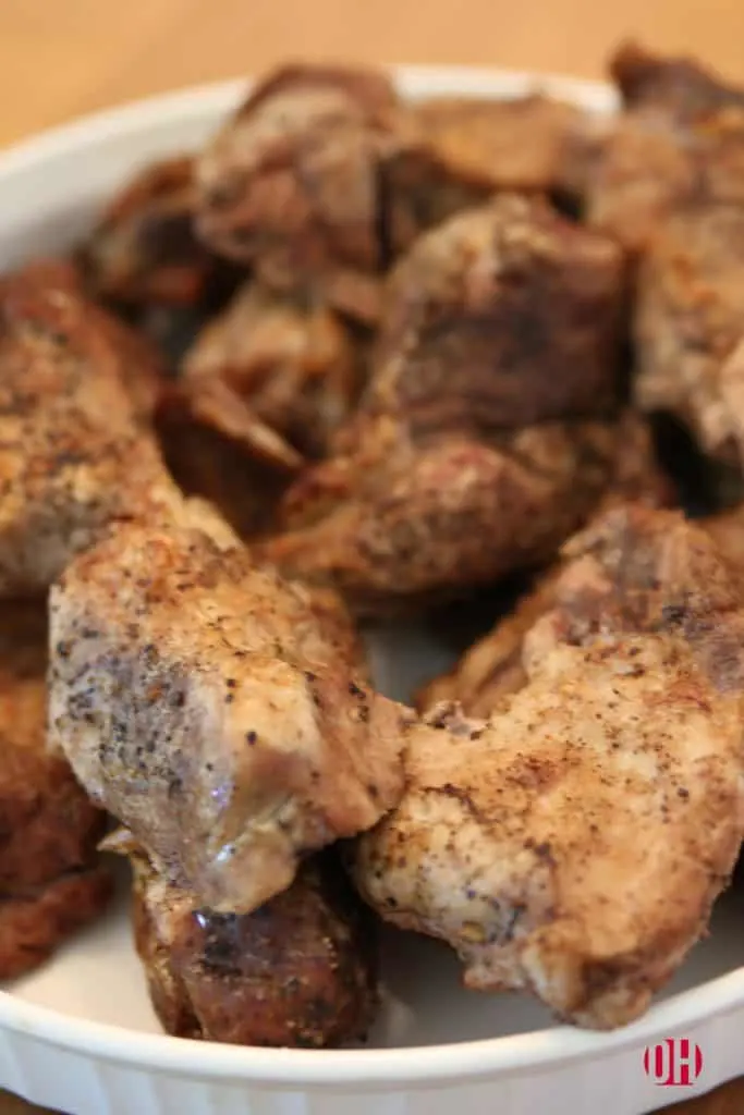 cooked pork ribs in a bowl