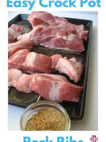 Raw Easy Crock Pot Country Style Pork Shoulder Ribs on a pan