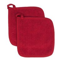 Ritz Royale Collection 100% Cotton Terry Cloth Pot Holder Set, Kitchen Hot Pad, 2-Pack, Paprika Red