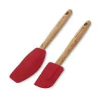 KitchenAid 2-Piece Silicone Spatula Set with Bamboo Handles, Red