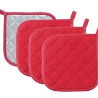 Pot Holders Cotton Made Machine Washable Heat Resistant Potholder, Pot Holder, Hot Pads, Trivet for Cooking and Baking (4, Red)