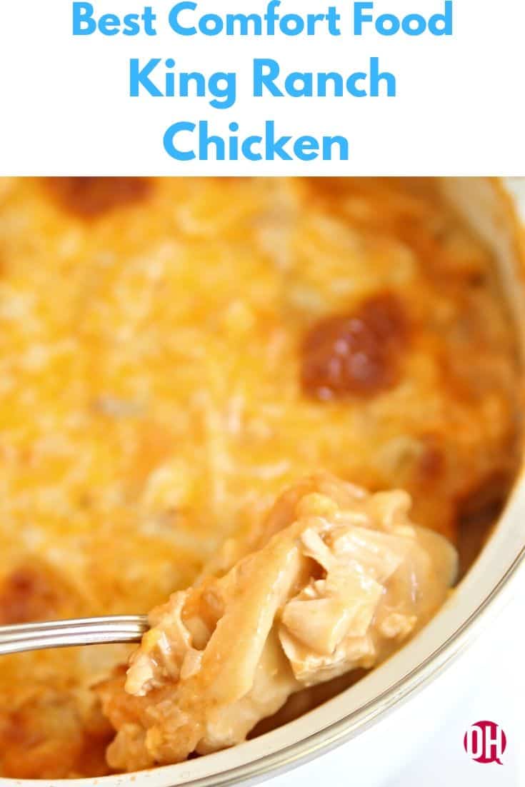 graphic with king ranch chicken with a spoon holding one bite