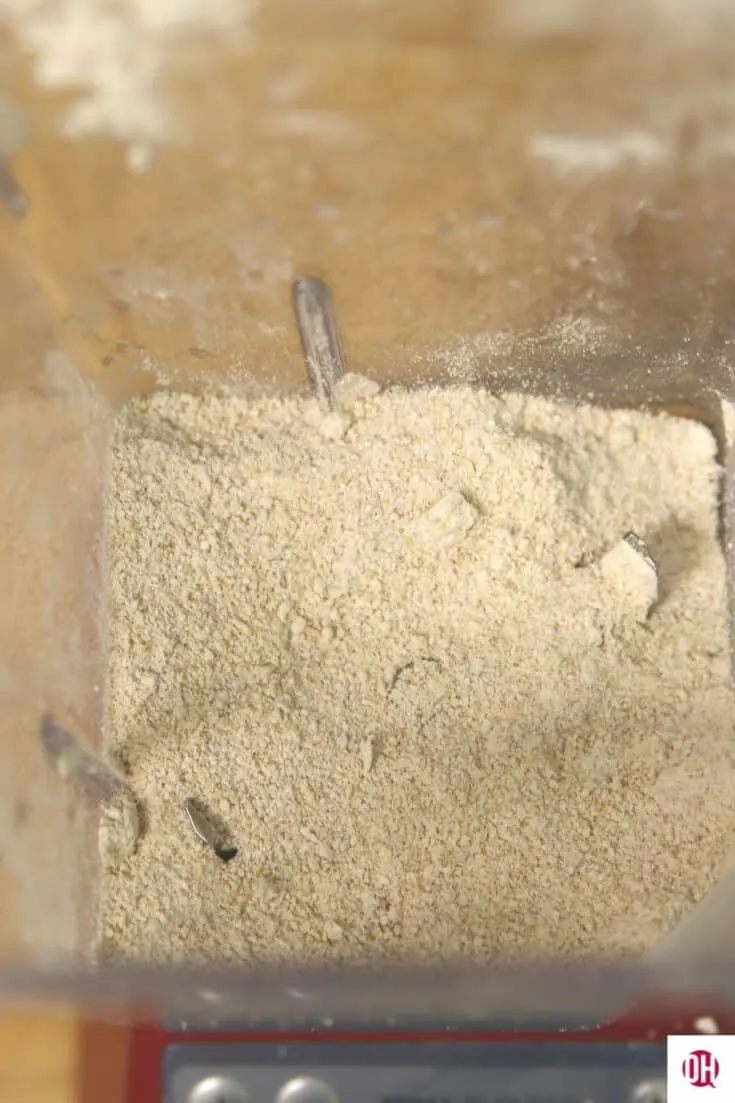 oat flour in a red blender