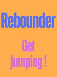 Graphic with orange background and colorful text: Renbounder Get jumping