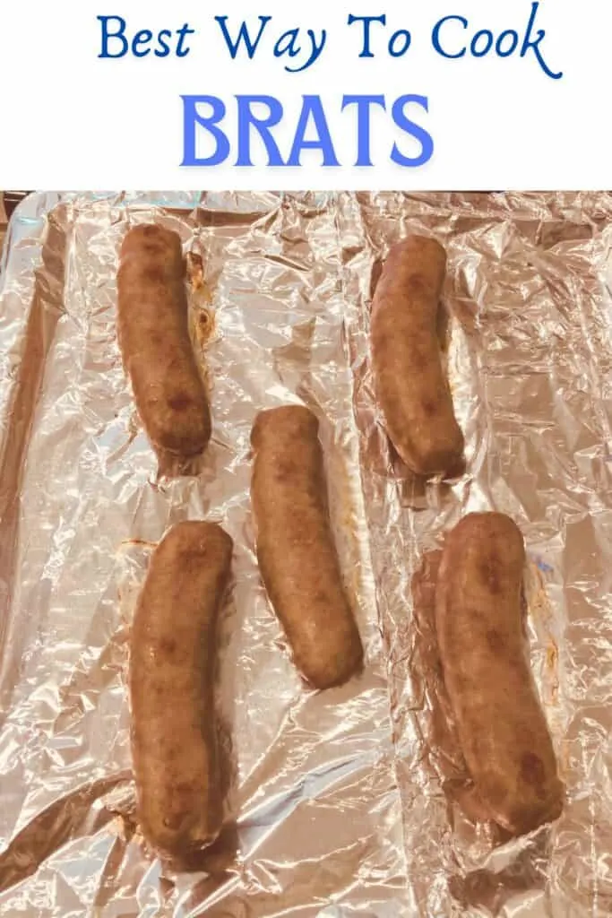 Oven cooked brat links on foil